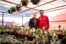 Simone and Jonas in their greenhouse